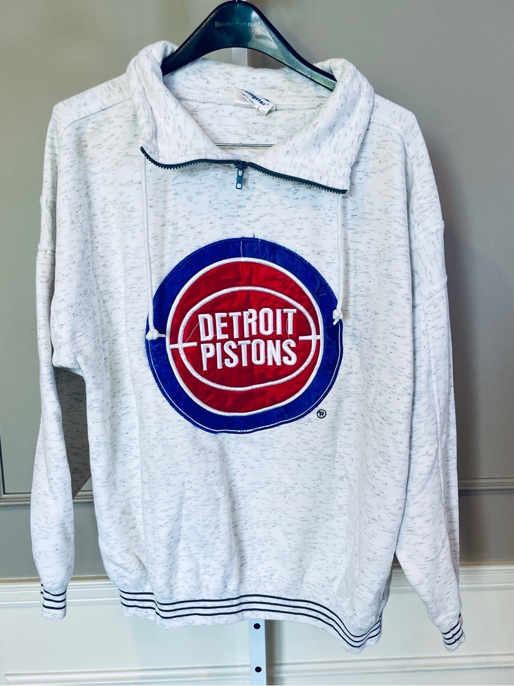 Vintage Detroit Pistons Large Swingster 1/4 Zip Sweatshirt Jacket Satin RARE
